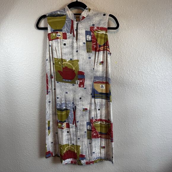 VTG Jams World Mini Dress Chopstick Womens S/M Abstract Twee Vacay Beachy - Picture 1 of 9